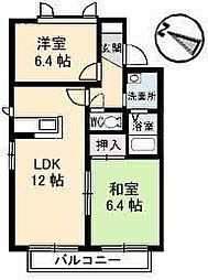 ノスタルジーハイツC 2LDKの間取図画像