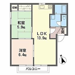 サニーズ福庭A 2LDKの間取図画像