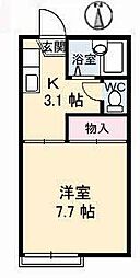 シュウフレグランスC 1Kの間取図画像