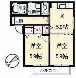 ピュアハウス安長B 2Kの間取図画像