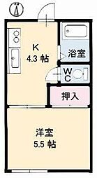 ボレロA 1Kの間取図画像