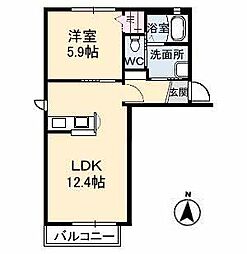フェリスタージュF 1LDKの間取図画像