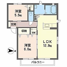 メゾン・ド・ロズ2 2LDKの間取図画像