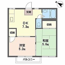 ハイツ丸山B 2DKの間取図画像