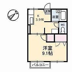 コーポAnne 1Kの間取図画像