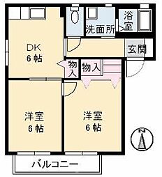 ファミーユ中野　Ａ棟 1階2Kの間取り