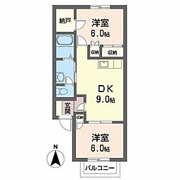 コルキス　ノード 2階2DKの間取り