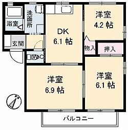 ヴィ・ラフィネ旗ケ崎　2号館 1階3DKの間取り