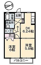 メゾン・ド・プラス 2DKの間取図画像