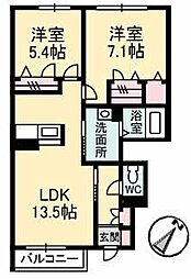 シャーメゾンにしもり 2LDKの間取図画像