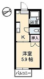スィングル城北 1Kの間取図画像