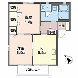 レイクサイド玉湯 2Kの間取図画像