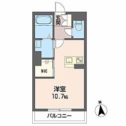 チェルシー 西津田 West ワンルームの間取図画像