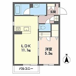 ヴィラシャングリラ 1LDKの間取図画像