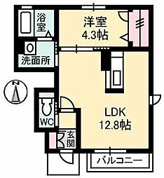 ロバスト 1LDKの間取図画像