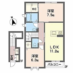 メゾン・ド・テール 2LDKの間取図画像
