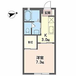 グリーンビューB 1Kの間取図画像