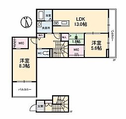 シャーメゾンラルーチェ 2LDKの間取図画像