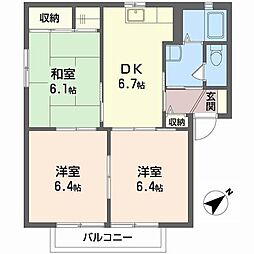 フォーレスODAA 3DKの間取図画像