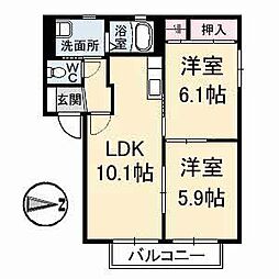 パビヨンA 2LDKの間取図画像