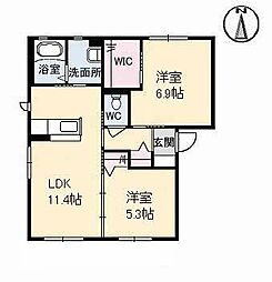 トワアムールA 2LDKの間取図画像