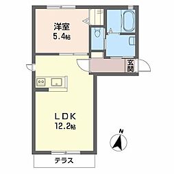 グランラシュレC 1LDKの間取図画像