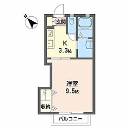 アメニックス福山十一番館 1Kの間取図画像