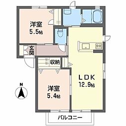 ブルメゾンB 2LDKの間取図画像