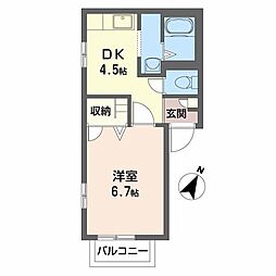 ホームポート西風 1DKの間取図画像