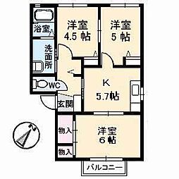 フレグランス晴海園 1階3Kの間取り