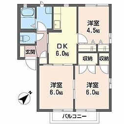 シャーメゾン若吉 3DKの間取図画像