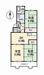 第2キクスイビル 3DKの間取図画像
