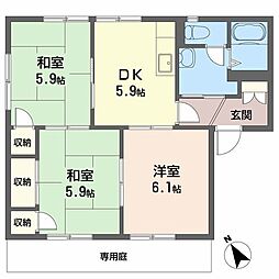 ラルジュ瀬戸Ｃ棟 1階3DKの間取り