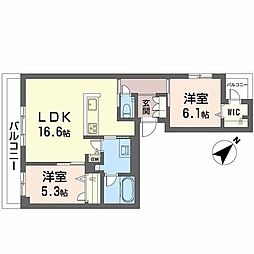 フィグ古江東町 3階2LDKの間取り
