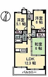グランドメゾン翠町 1階3LDKの間取り