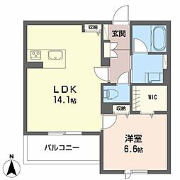 リベルテ 1階1LDKの間取り