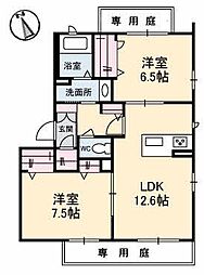 舟入リバーサイドコート 1階2LDKの間取り