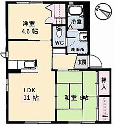 バリュージュ己斐 A0102 1階2LDKの間取り