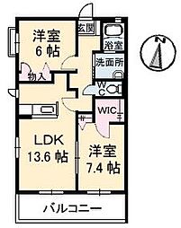 グランマスト府中本町A 2LDKの間取図画像