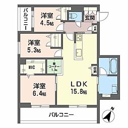 Ecrage Takasu 3LDKの間取図画像