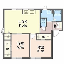 洋光シャインハウスB 2LDKの間取図画像