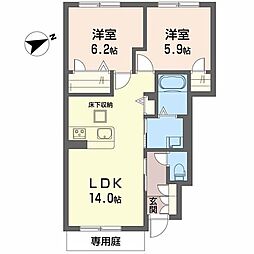 セレナガーデンD 2LDKの間取図画像