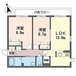 シャーメゾン庚午 2LDKの間取図画像