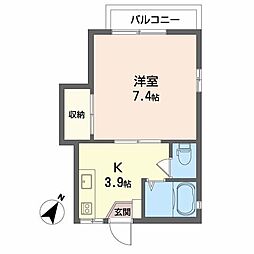ディアスT-2 1Kの間取図画像