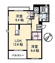 グレースＫ’ｓアベニュー　Ｈ棟 3階2LDKの間取り