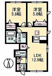ストーンヘッド 1階2LDKの間取り