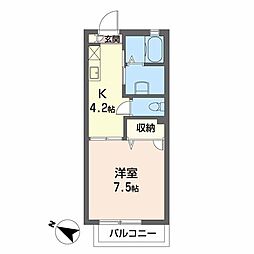 エスペランサ 1Kの間取図画像