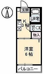 クレール五月が丘 1階1Kの間取り