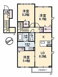 Ｃｅｎｔｒｉｅｖａ　Ｂ棟 2階3LDKの間取り