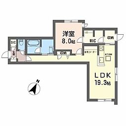 ミラベル祗園 1階1LDKの間取り
